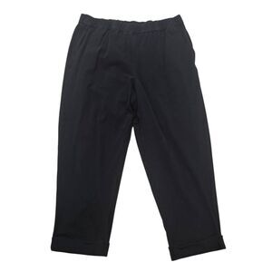Eileen Fisher Cropped Pants Women's Medium Black Stretch‎ Pockets Cuffed Leg